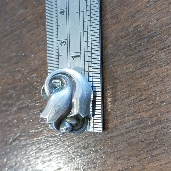 George Jensen Tulip Brooch and Matching screw back Earrings SS Denmark - Picture 9 of 12